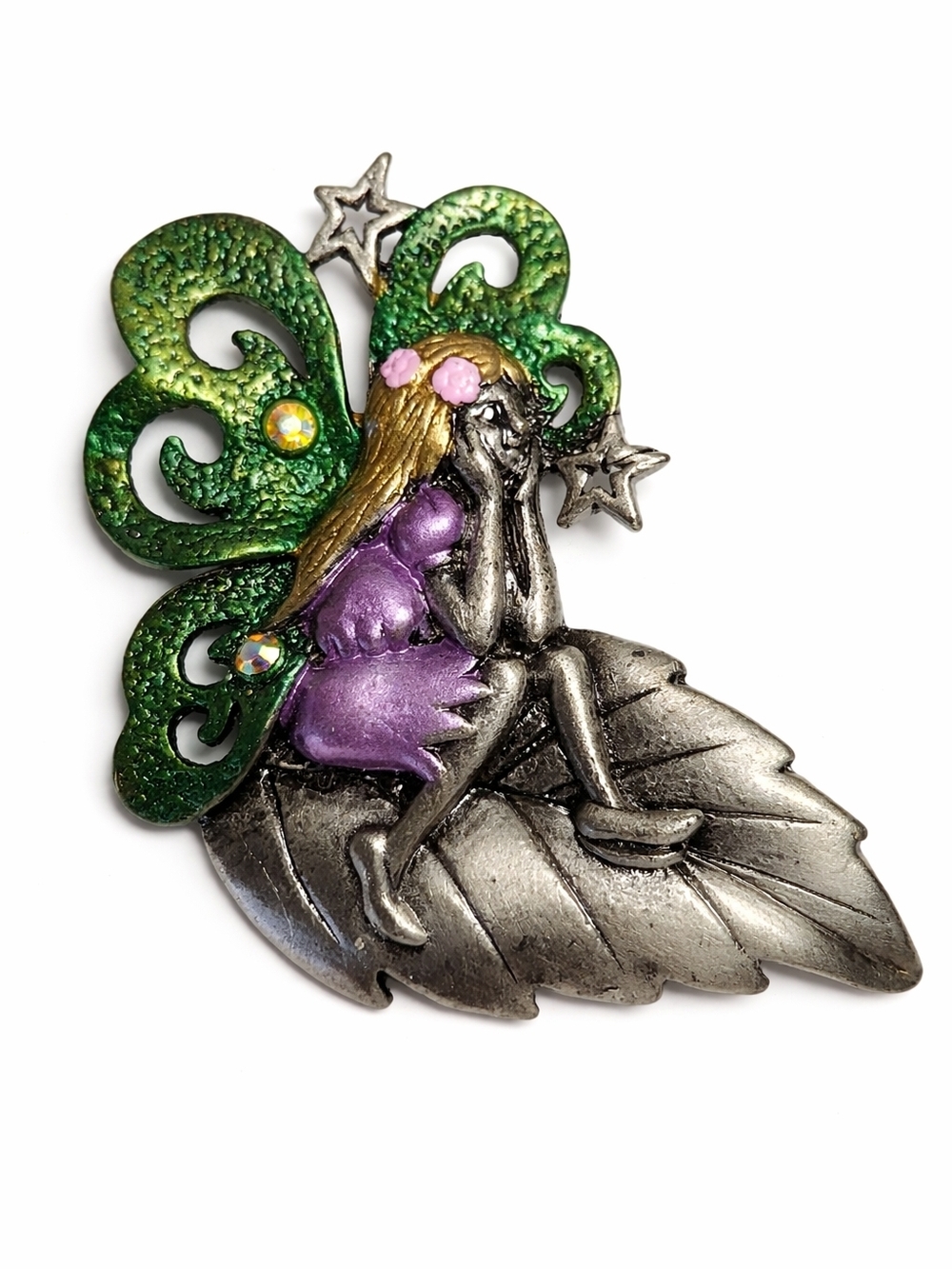 VTG Patricia Dash Pewter Fairy Brooch Signed DD